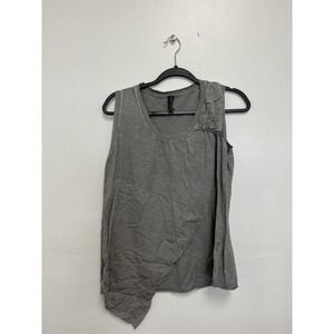 Inizio Womens Top Size XL Gray Solid Tank Shirt Casual Asymmetrical Hem